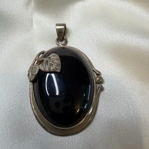 Vintage Oval Black Onyx Pendant